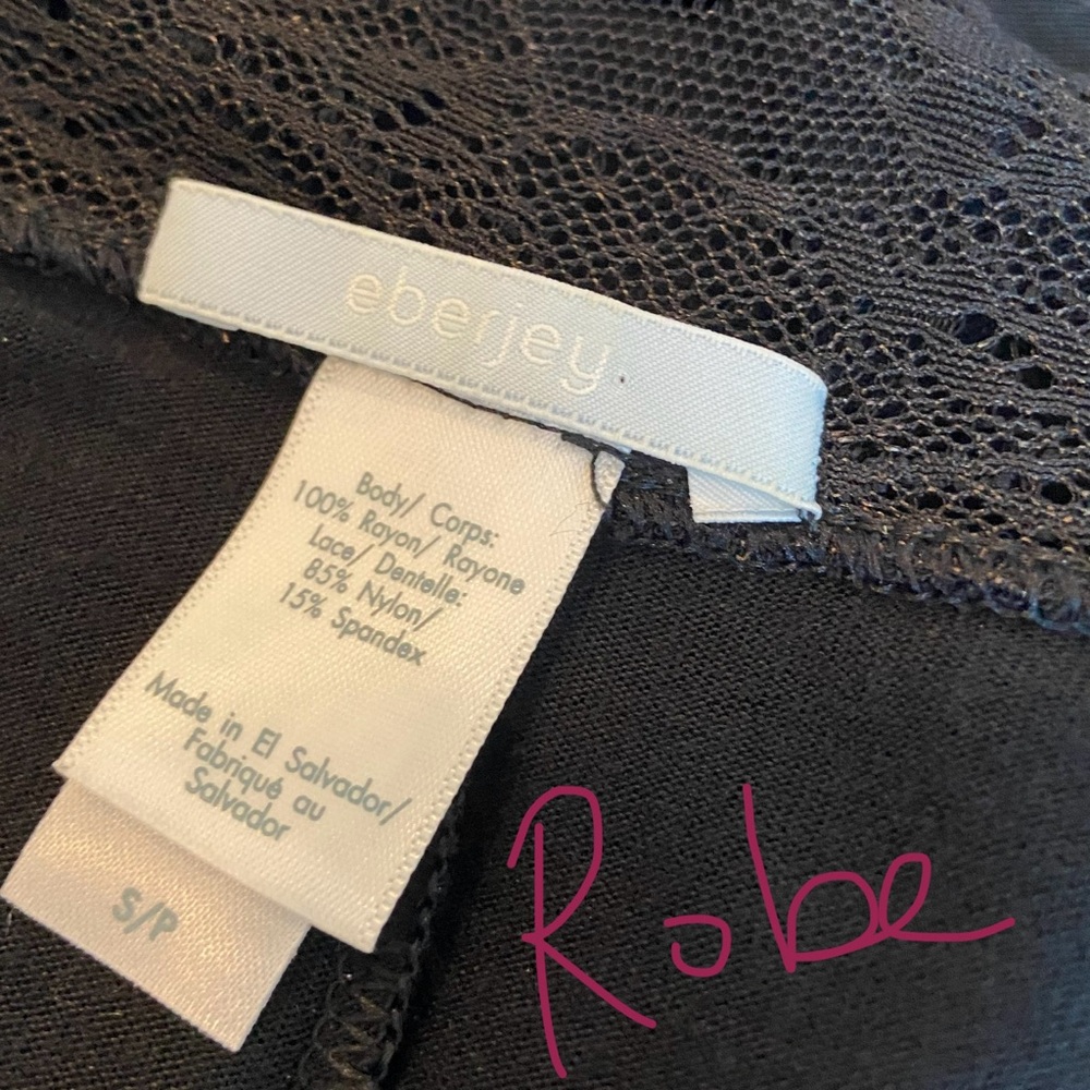 🍒Eberjey Rayon Set Robe & Chemise “Georgette” Blk Size S NET-A-PORTER Excellent - Picture 9 of 10